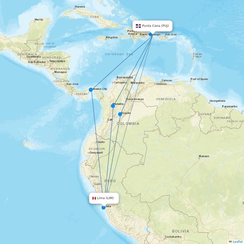 Asian Air flights between Punta Cana and Lima