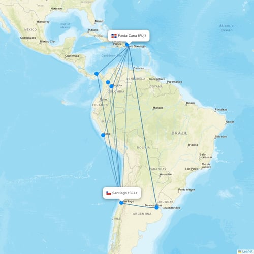 Asian Air flights between Punta Cana and Santiago