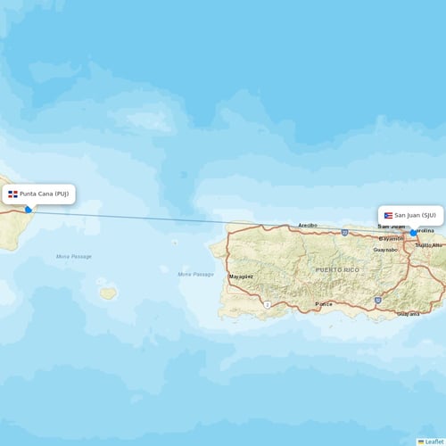 Asian Air flights between Punta Cana and San Juan