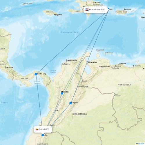Asian Air flights between Punta Cana and Quito