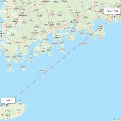 Korean Air flights between Busan and Jeju