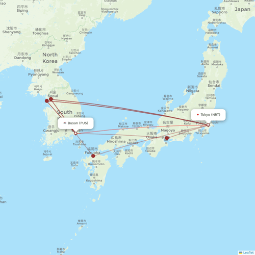 Jin Air flights between Busan and Tokyo