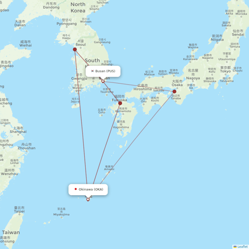 Jin Air flights between Busan and Okinawa