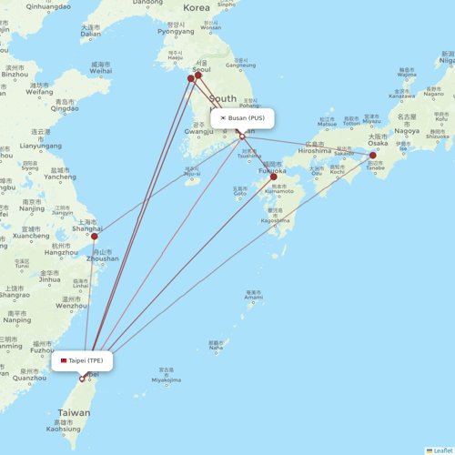 Jeju Air flights between Busan and Taipei