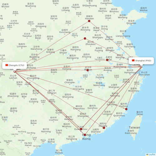 Sichuan Airlines flights between Shanghai and Chengdu