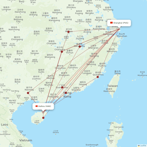 Juneyao Airlines flights between Shanghai and Haikou