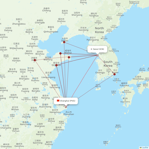 Asiana Airlines flights between Shanghai and Seoul