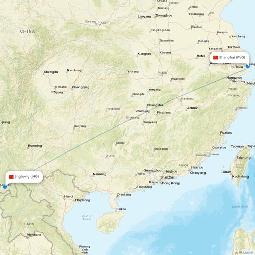 Spring Airlines flights between Shanghai and Jinghong