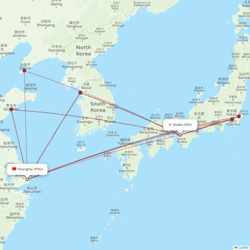 Peach Aviation flights between Shanghai and Osaka