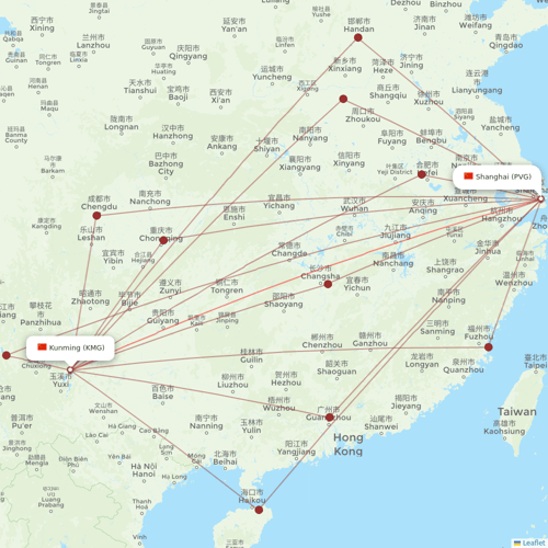 Kunming Airlines flights between Shanghai and Kunming