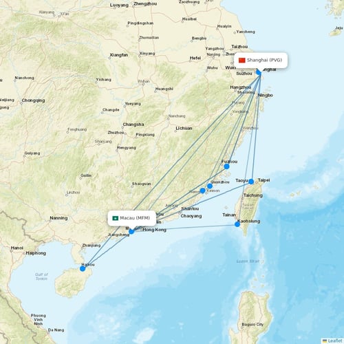 Air Macau flights between Shanghai and Macau