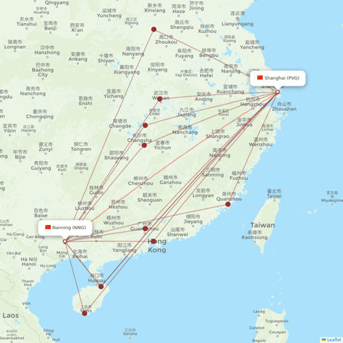 Shanghai Airlines flights between Shanghai and Nanning
