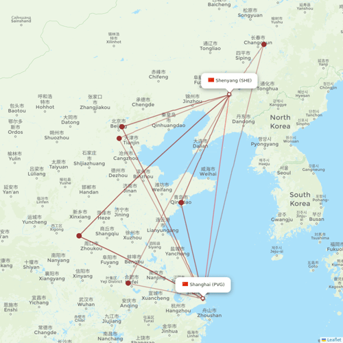 Spring Airlines flights between Shanghai and Shenyang