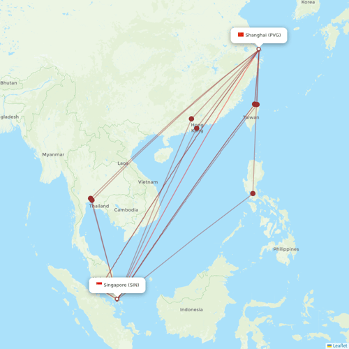 Juneyao Airlines flights between Shanghai and Singapore