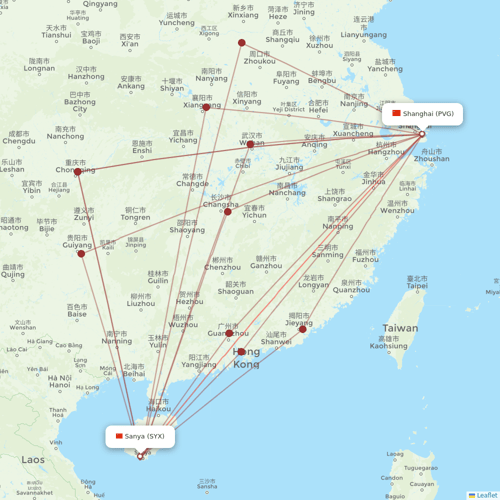 Spring Airlines flights between Shanghai and Sanya