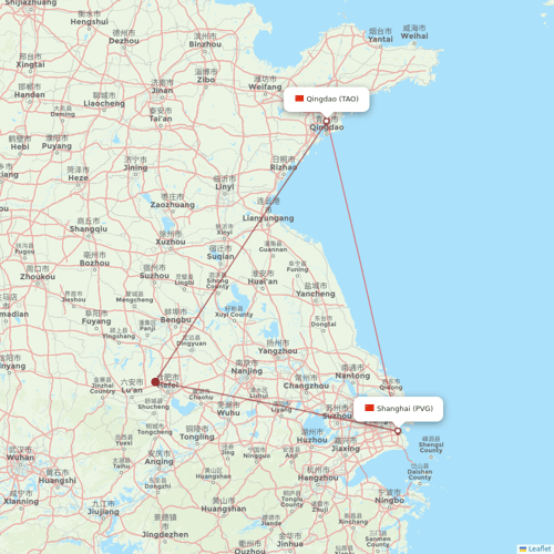 Suparna Airlines flights between Shanghai and Qingdao