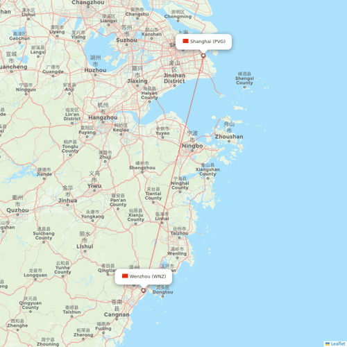 Shanghai Airlines flights between Shanghai and Wenzhou
