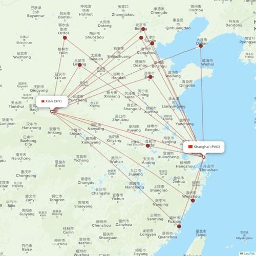 Juneyao Airlines flights between Shanghai and Xian