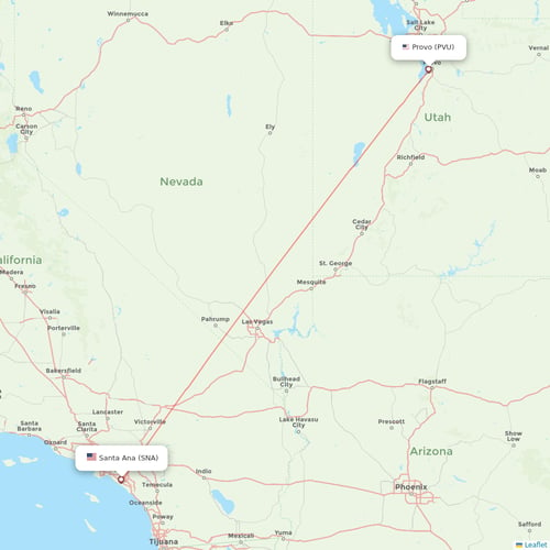 Allegiant Air flights between Provo and Santa Ana