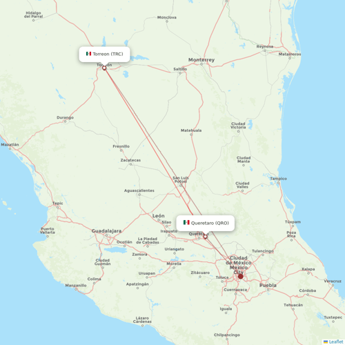 TAR Aerolineas flights between Queretaro and Torreon