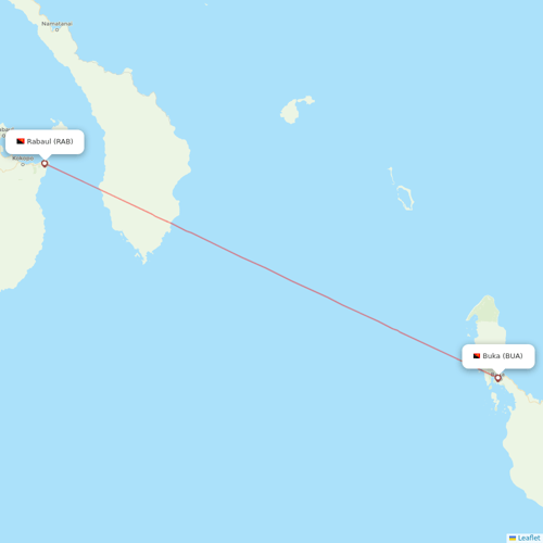 PNG Air flights between Rabaul and Buka