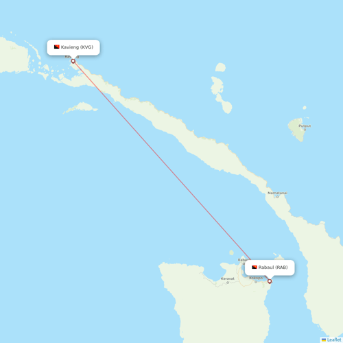 PNG Air flights between Rabaul and Kavieng