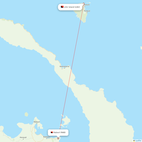 PNG Air flights between Rabaul and Lihir Island