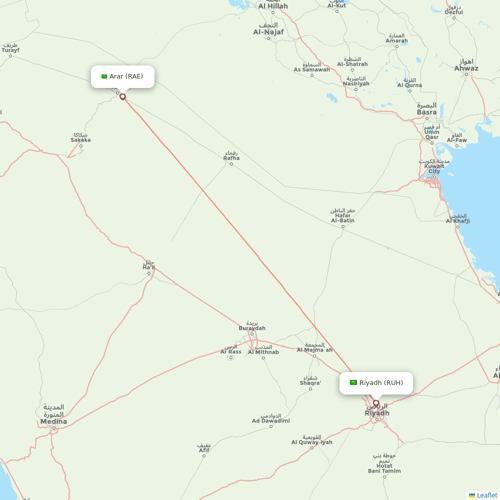 Saudia flights between Arar and Riyadh