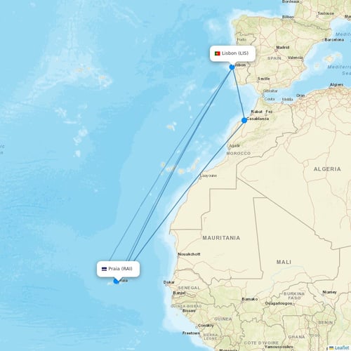 TACV flights between Praia and Lisbon