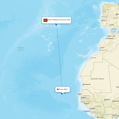 Azores Airlines flights between Praia and Ponta Delgada (Azores)