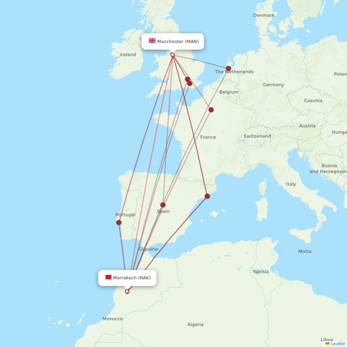 Ryanair UK flights between Marrakech and Manchester