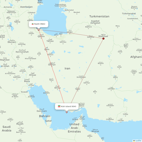 Iran Airtour flights between Rasht and Kish Island