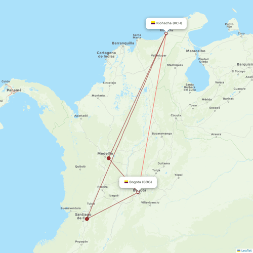 AVIANCA flights between Riohacha and Bogota