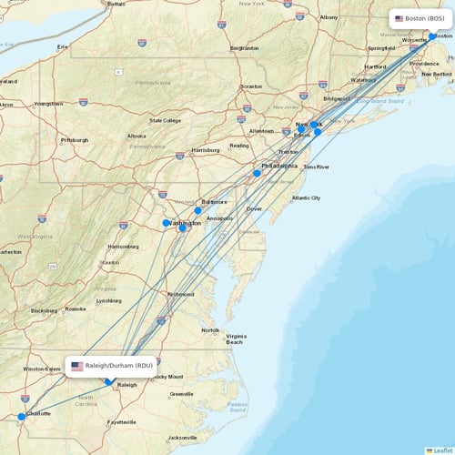 JetBlue Airways flights between Raleigh/Durham and Boston