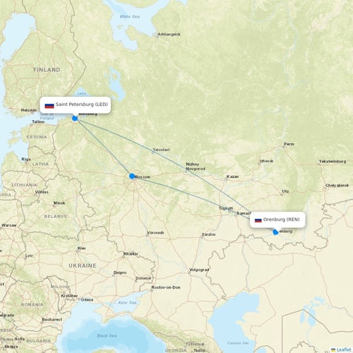 Nordwind Airlines flights between Orenburg and Saint Petersburg