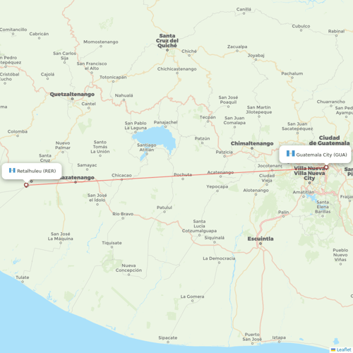 TAG flights between Retalhuleu and Guatemala City