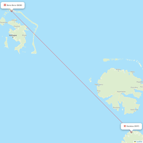 Air Tahiti flights between Raiatea and Bora Bora