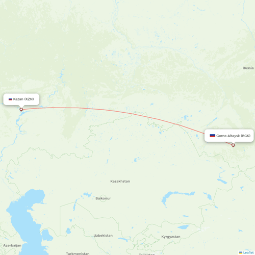 UVT Aero flights between Gorno-Altaysk and Kazan