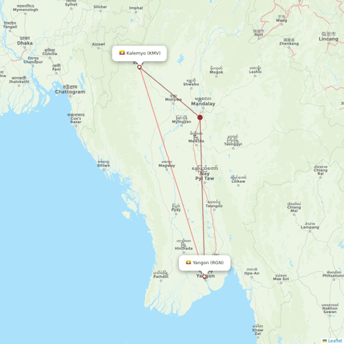 Air KBZ flights between Yangon and Kalemyo
