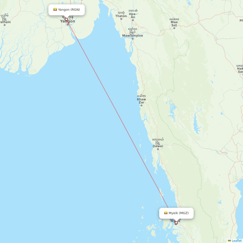 Myanmar National Airlines flights between Yangon and Myeik