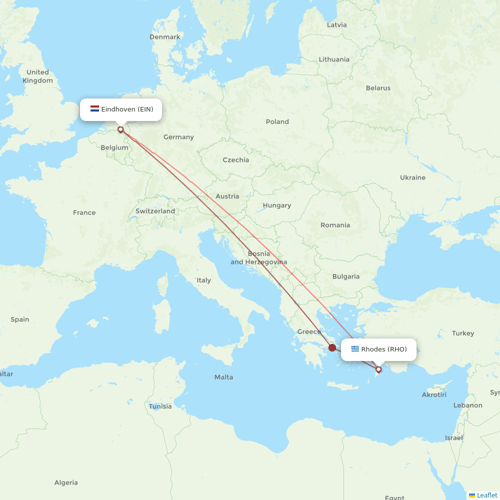 TUIfly Netherlands flights between Rhodes and Eindhoven