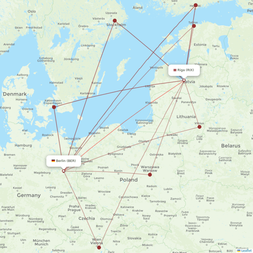 Air Baltic flights between Riga and Berlin