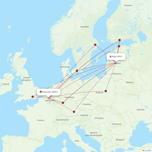 Air Baltic flights between Riga and Brussels