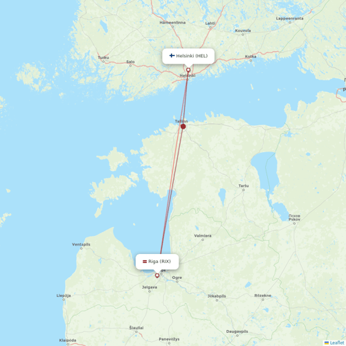 Air Baltic flights between Riga and Helsinki