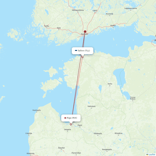 Air Baltic flights between Riga and Tallinn