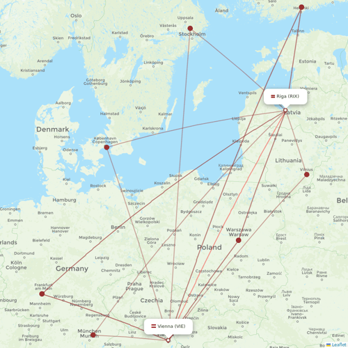 Air Baltic flights between Riga and Vienna
