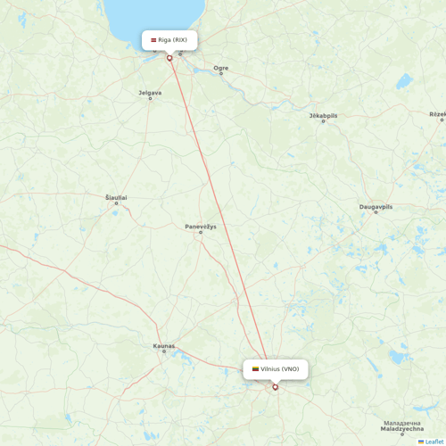 Air Baltic flights between Riga and Vilnius