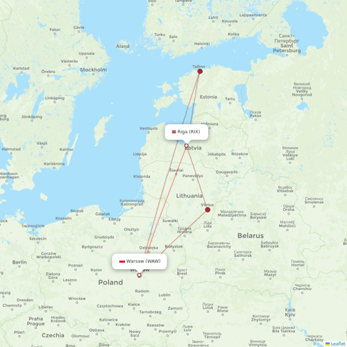 LOT - Polish Airlines flights between Riga and Warsaw