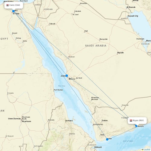 Yemenia flights between Riyan and Cairo