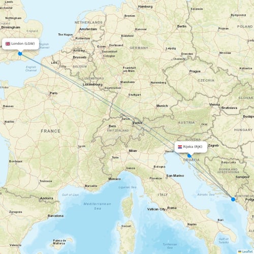 Hex'Air flights between Rijeka and London